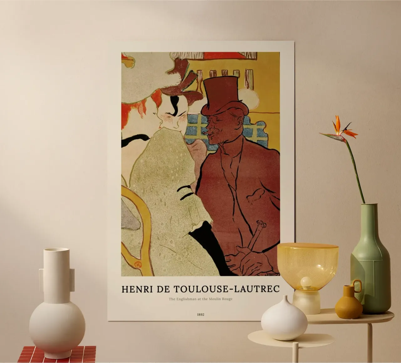 Henri de Toulouse-Lautrec - The Englishman at the Moulin Rouge poster con telaio in alluminio da ARTOTHEK