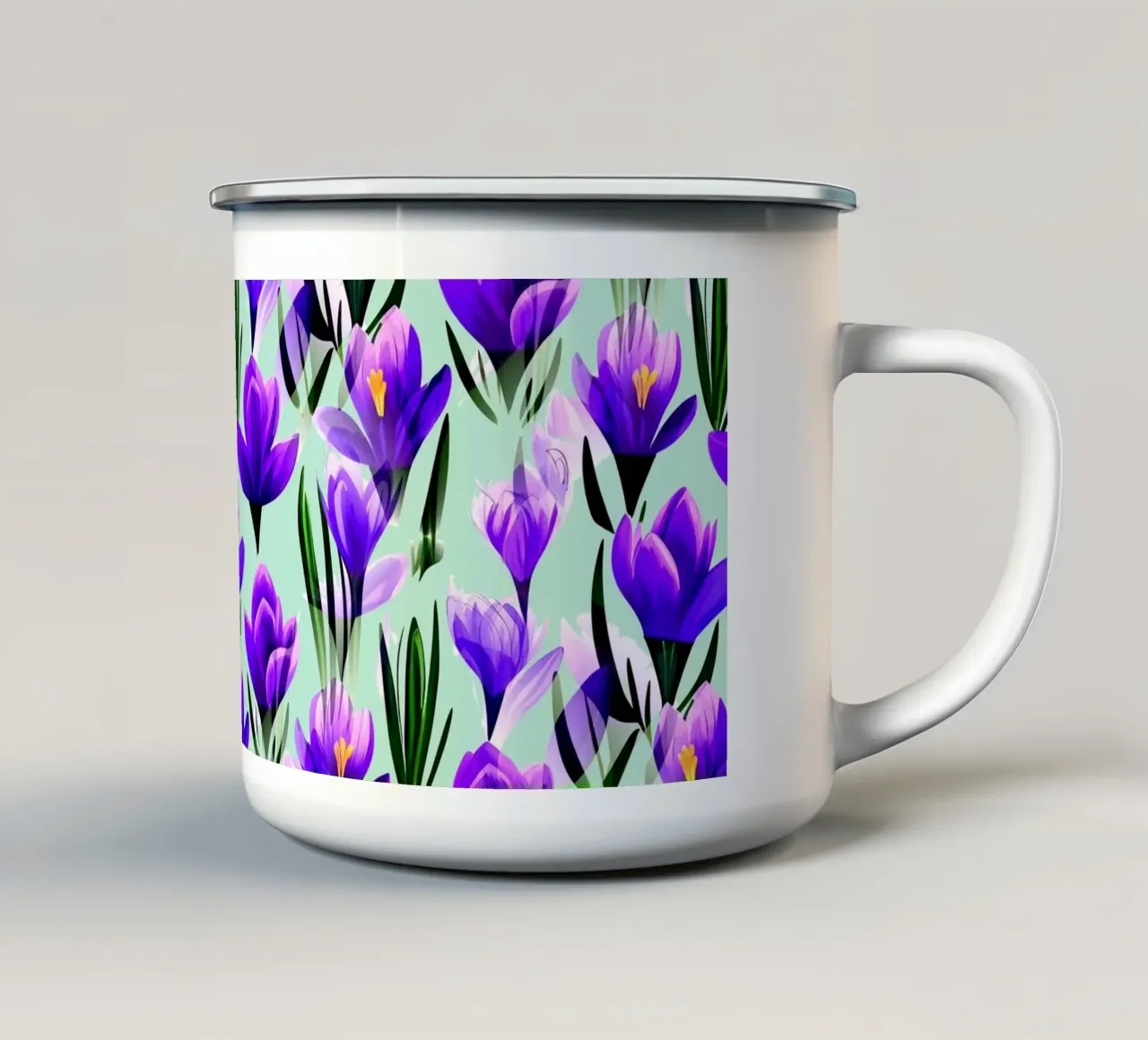 Fiori di croco verde menta tazza in smalto da SilverPegasus