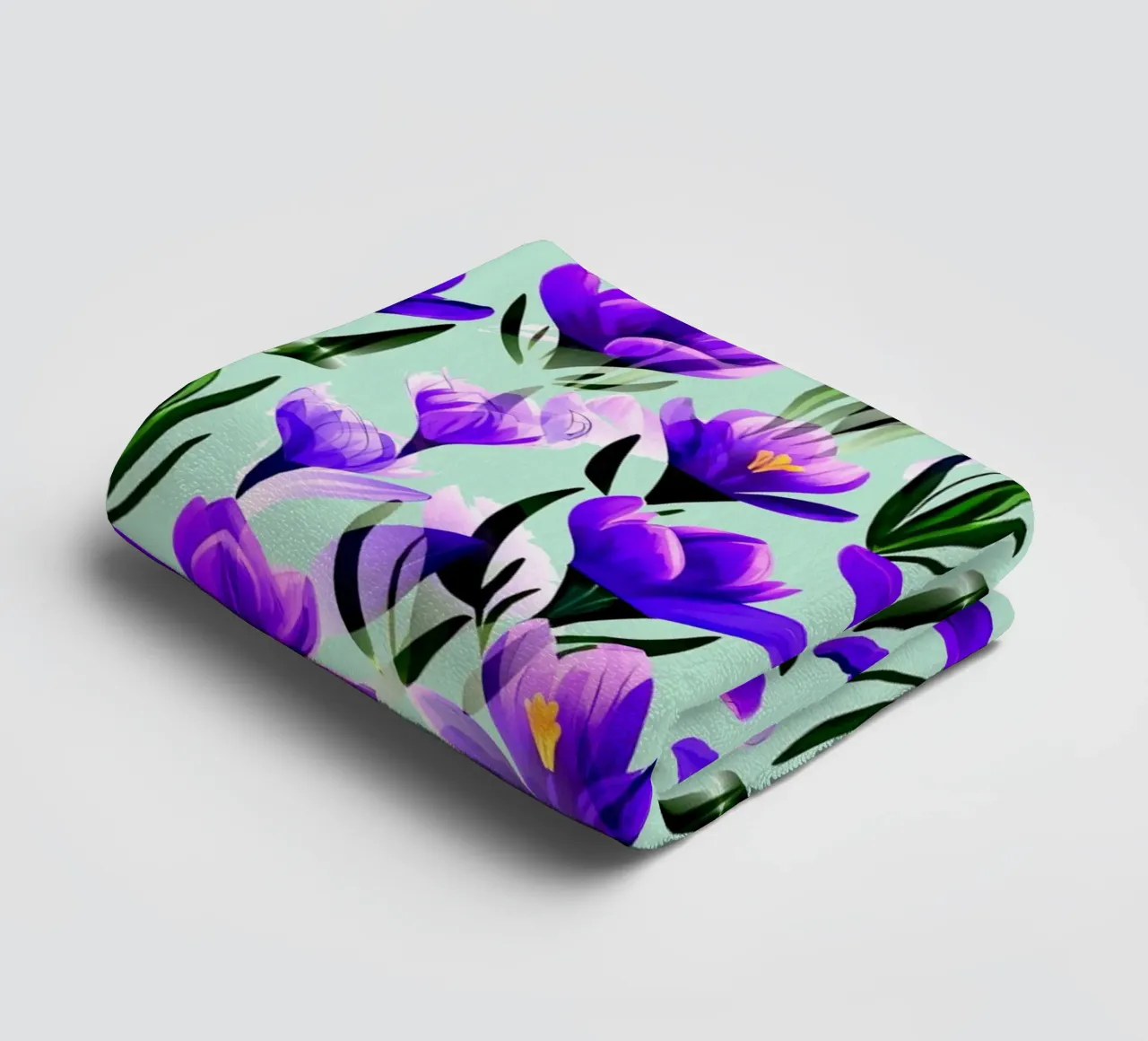 Fiori di croco verde menta asciugamano da bagno da SilverPegasus