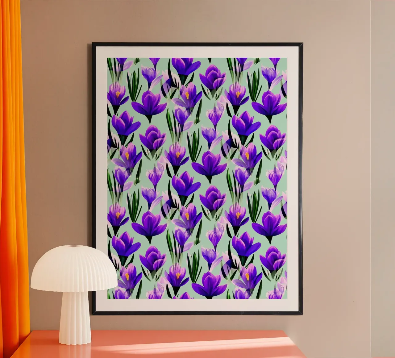 Fiori di croco verde menta poster con telaio in alluminio da SilverPegasus
