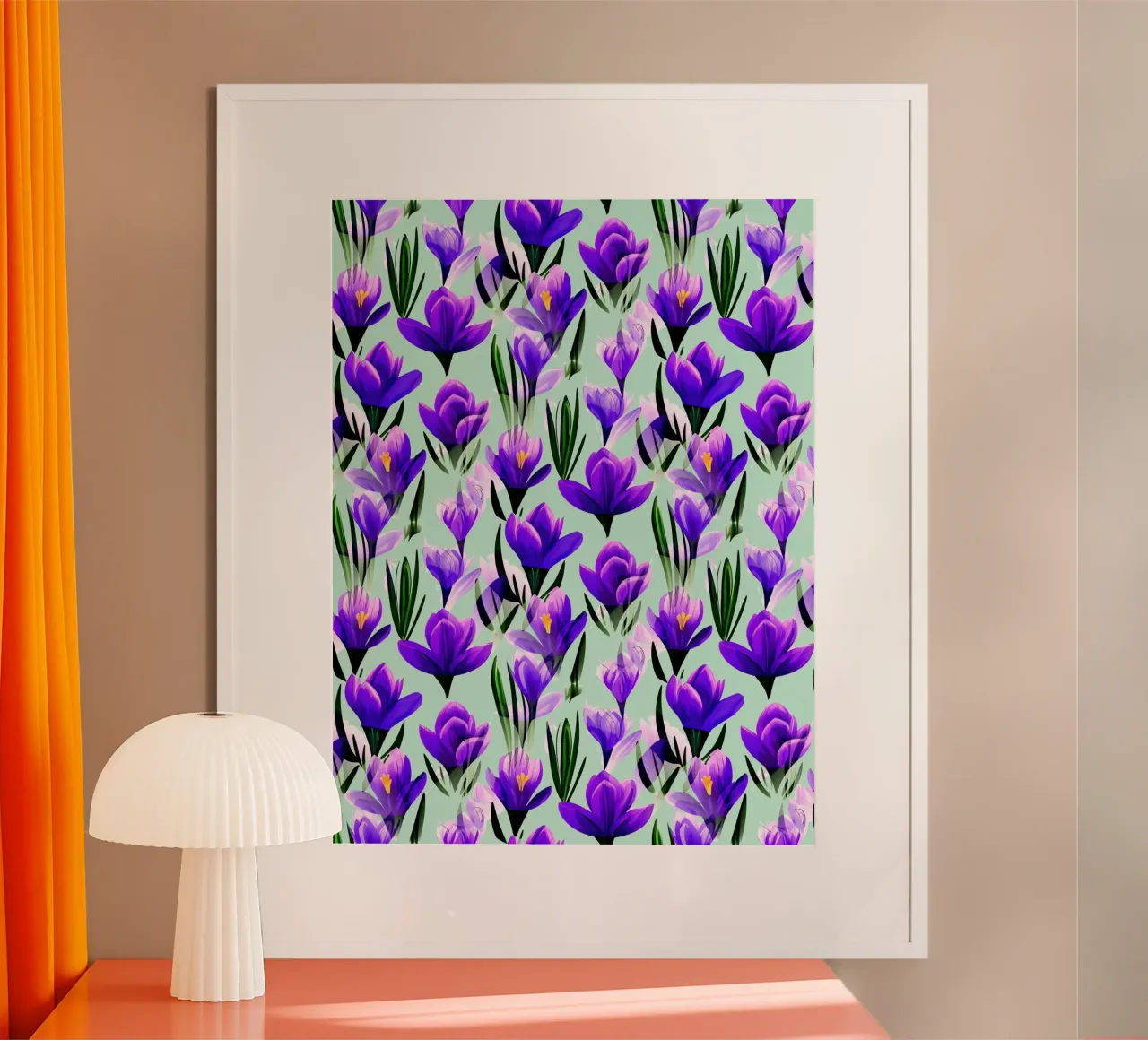 Fiori di croco verde menta poster con telaio in alluminio da SilverPegasus