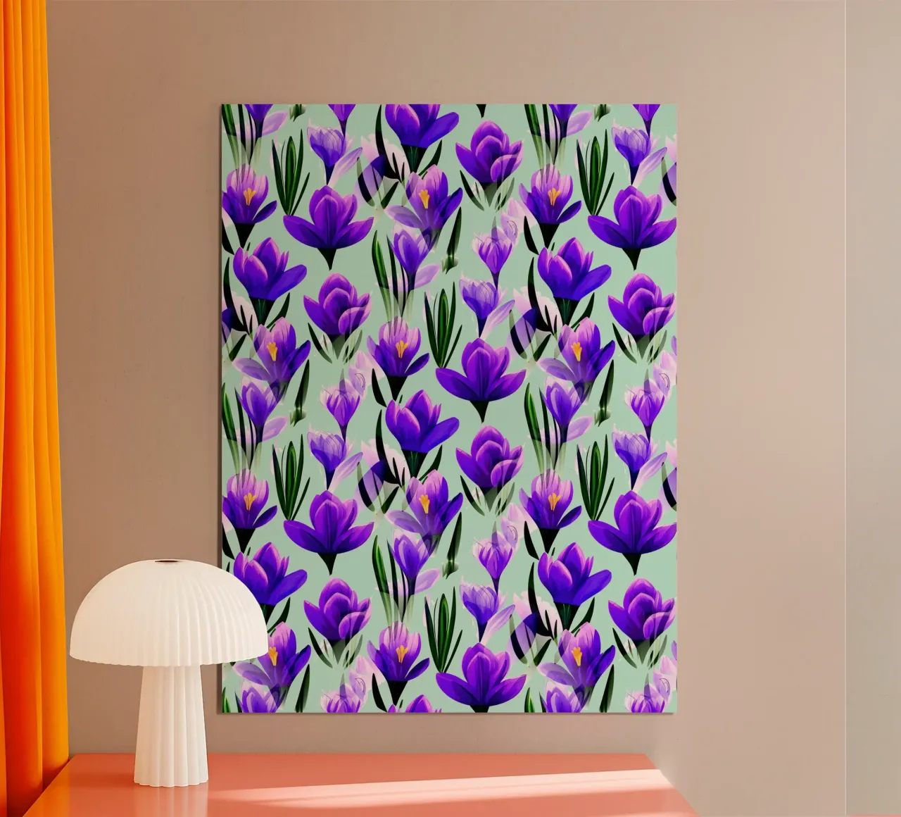 Fiori di croco verde menta poster con telaio in alluminio da SilverPegasus