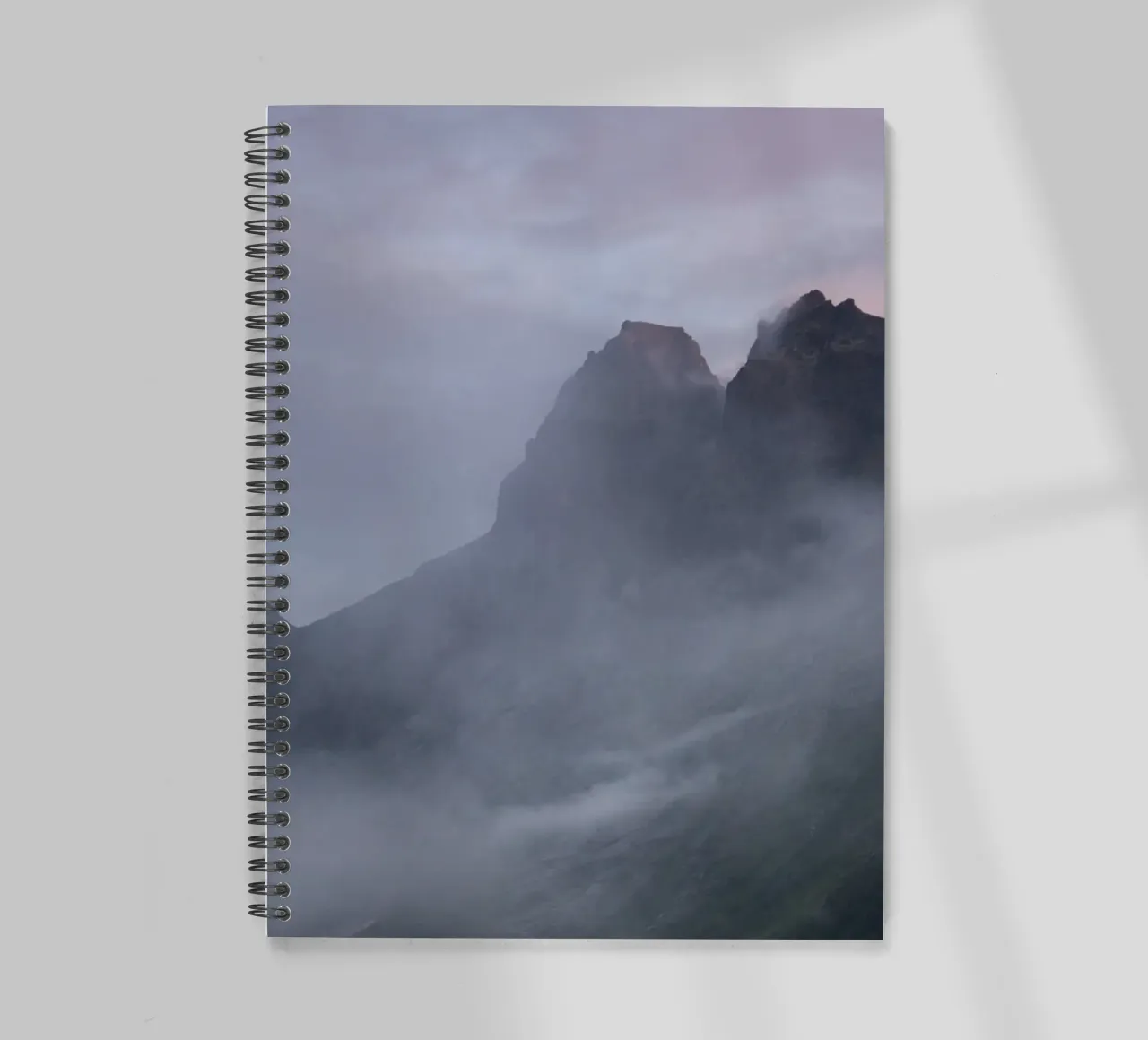 Foggy Evening Glow in Norway’s Mountains spiral notebook by karijn_landscapes