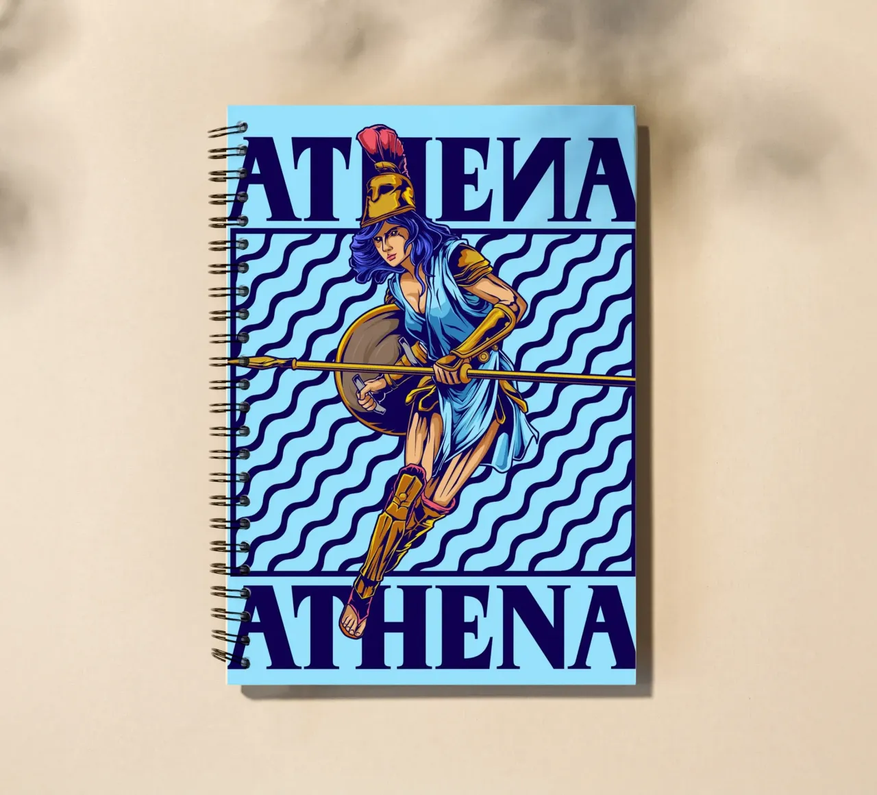 ATHENA - Warrior with spear and shield spiral notebook by pixelbull - medieval art and more