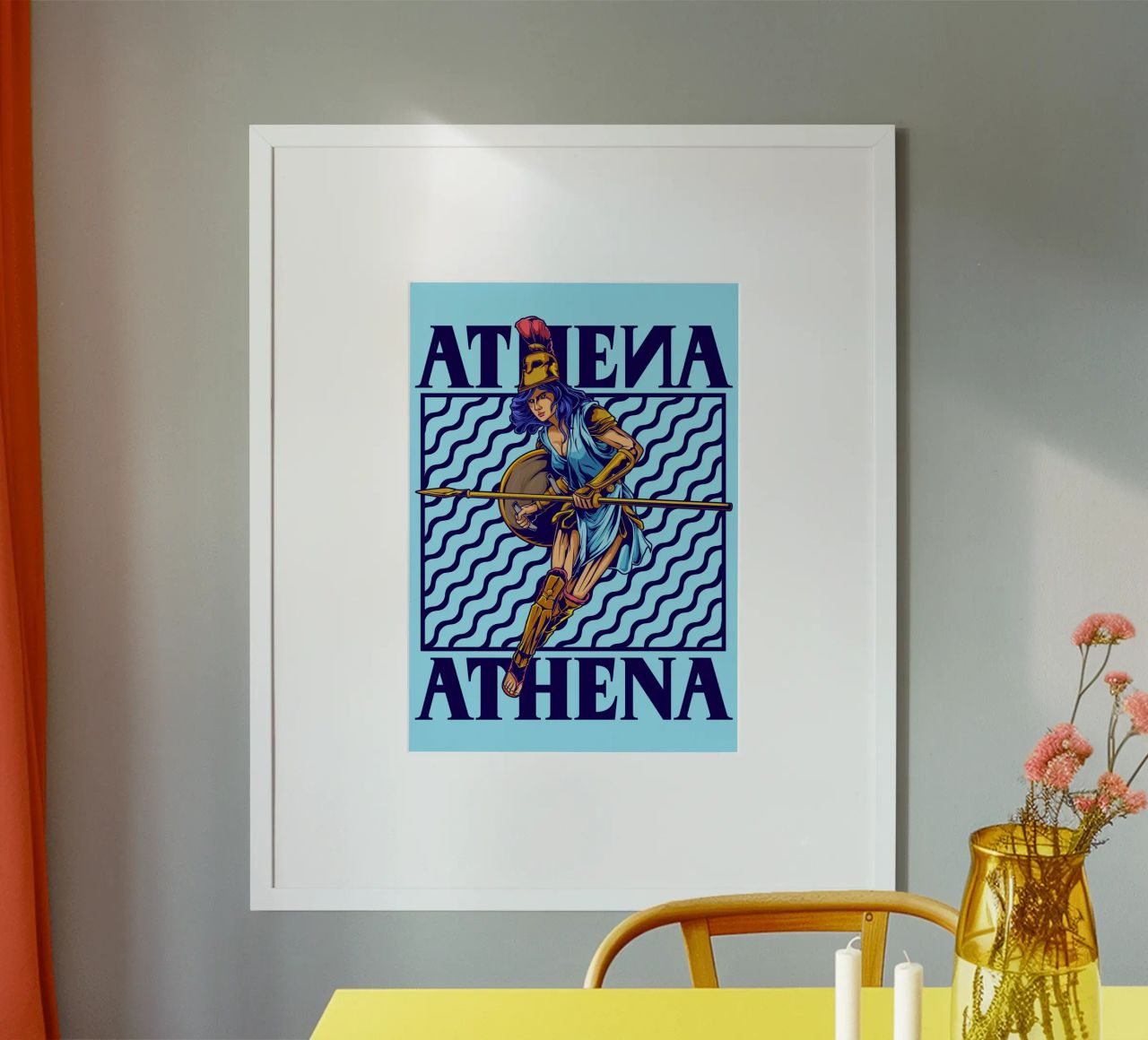 ATENEA - Guerrera con lanza y escudo poster con marco de plástico de pixelbull - medieval art and more