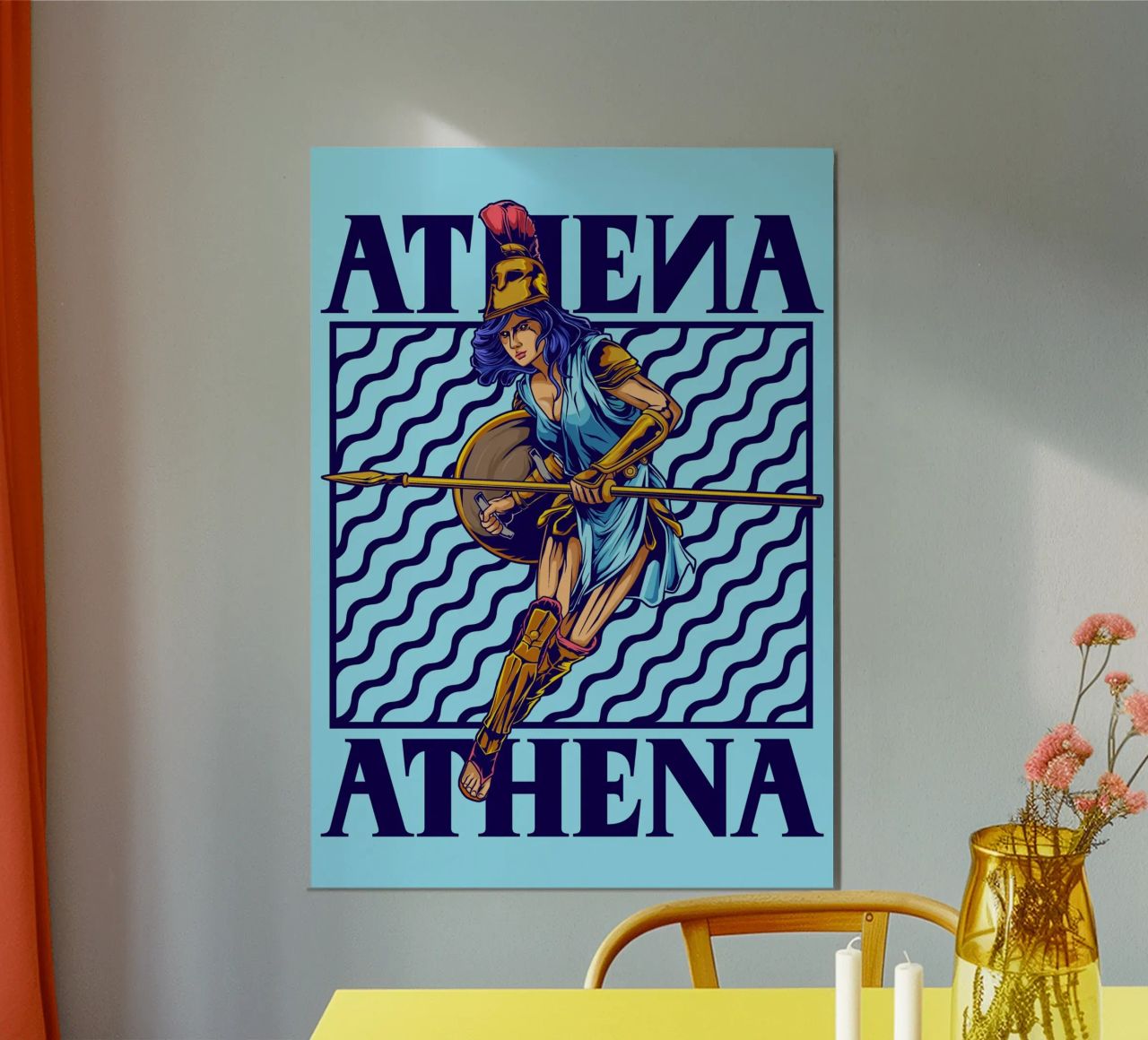 ATENEA - Guerrera con lanza y escudo poster con marco de plástico de pixelbull - medieval art and more