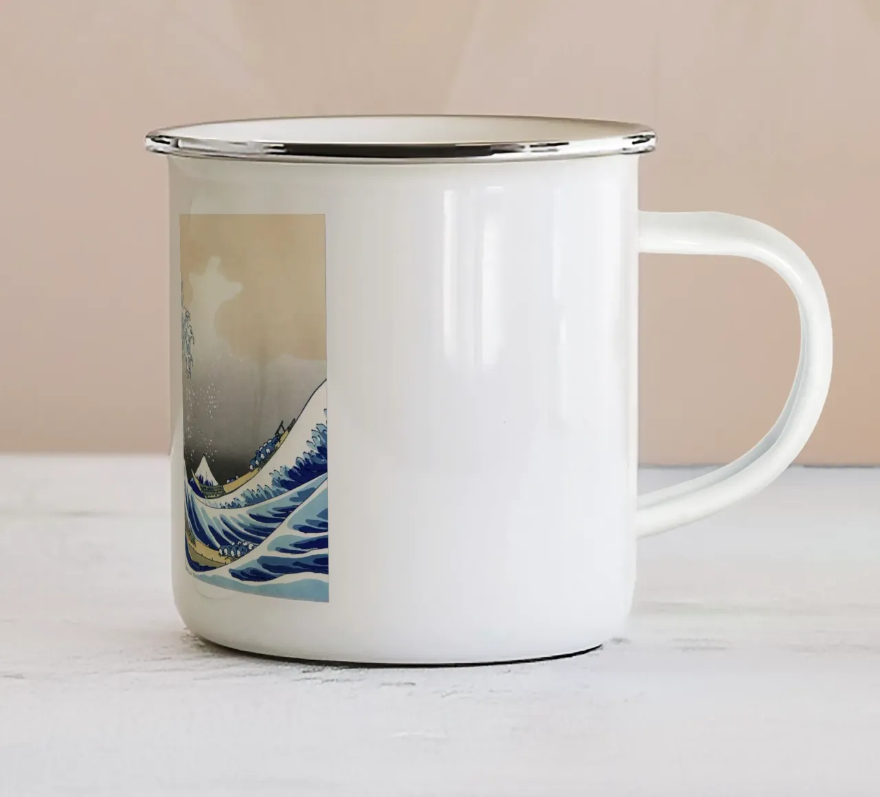 Hokusai - The Great Wave of Kanagawa tazza in smalto da apoloprints
