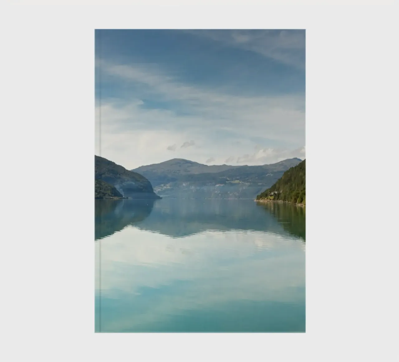 Clear sky above the Fjord lake in Norway notebook by karijn_landscapes