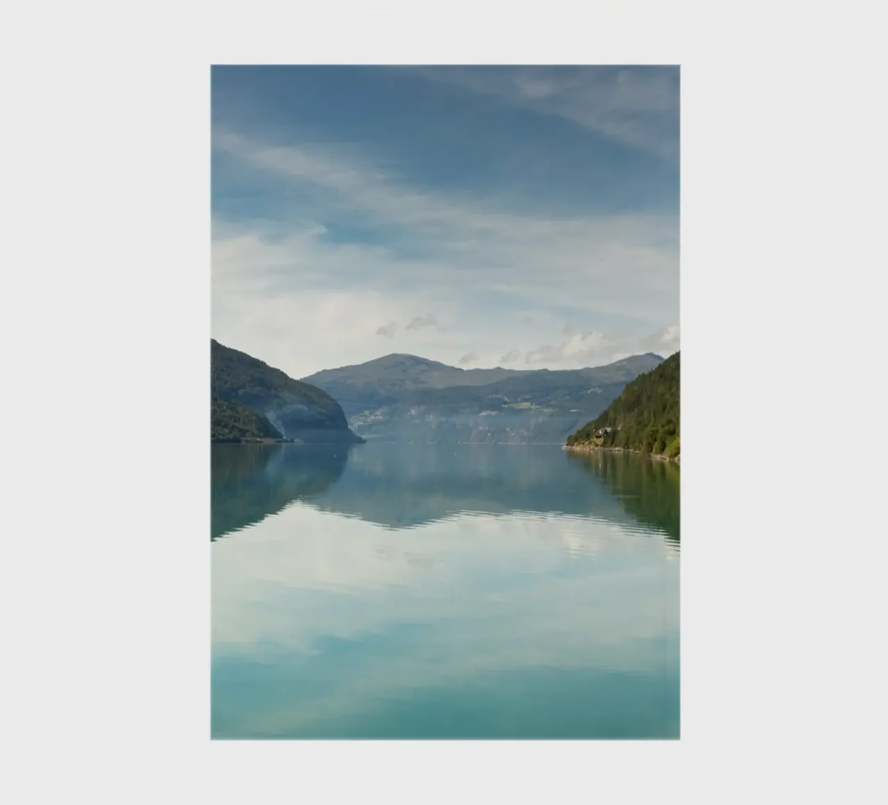 Clear sky above the Fjord lake in Norway notebook by karijn_landscapes