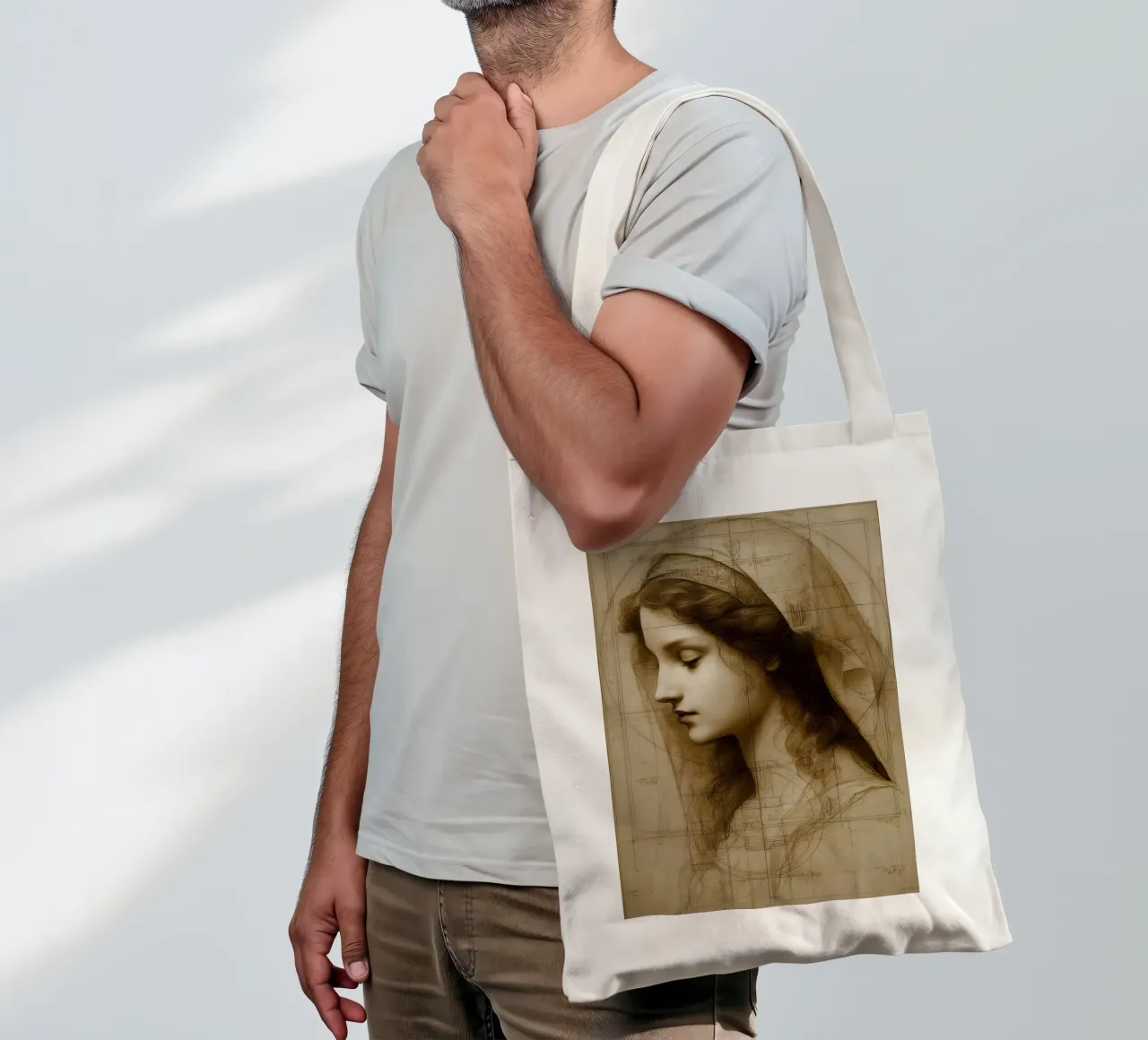 Da Vincis Scetch borsa in juta da M-Ulrich-Digital Art