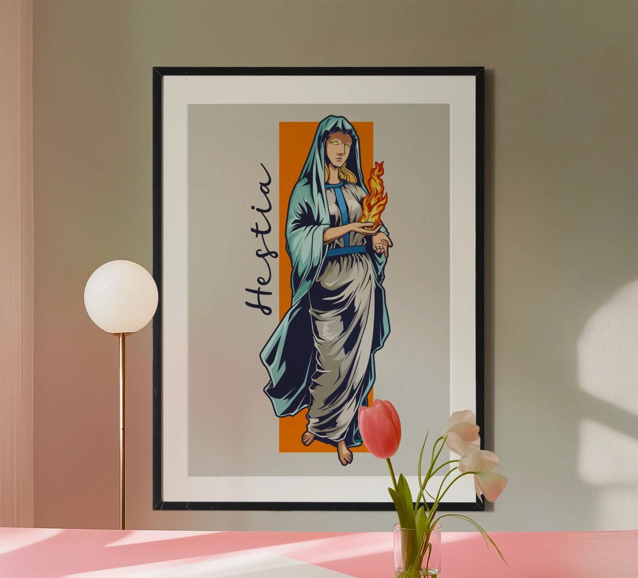 HESTIA - Guardiana del fuego sagrado poster con marco de plástico de pixelbull - medieval art and more