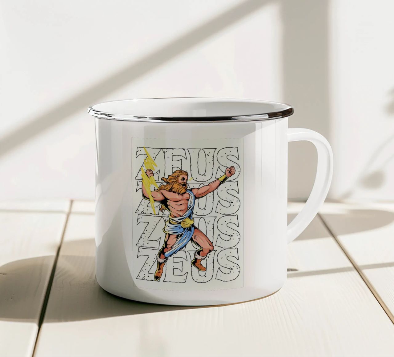 ZEUS - Souverain avec la foudre dans la main mug en émail de pixelbull - medieval art and more