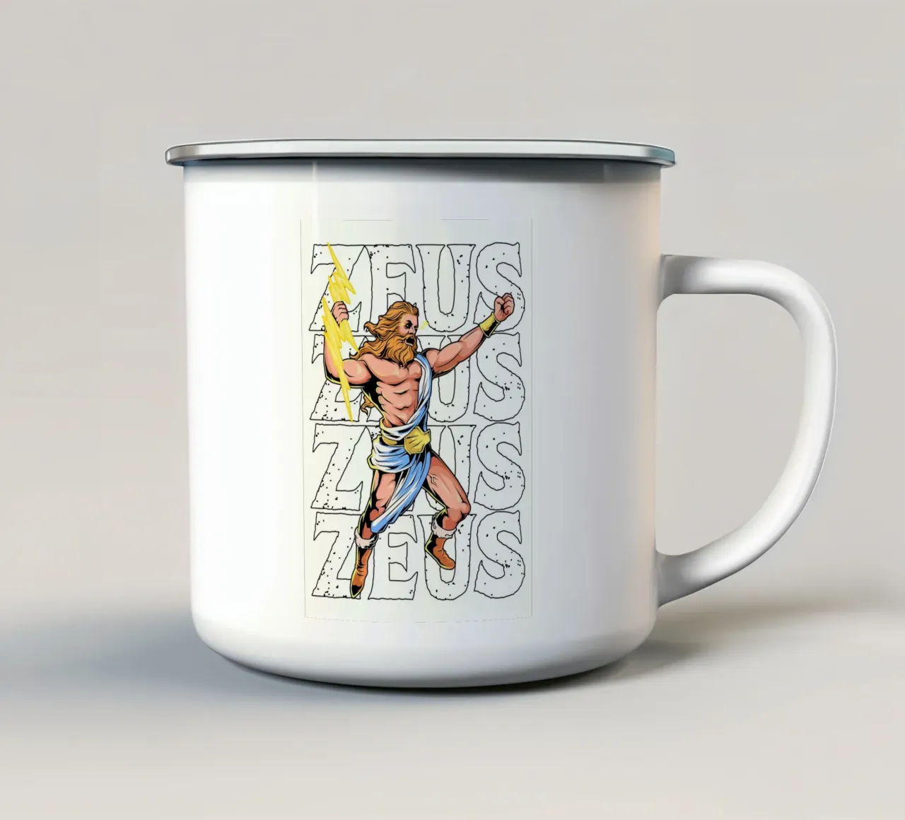 ZEUS - Gobernante con el rayo en la mano taza de esmalte de pixelbull - medieval art and more