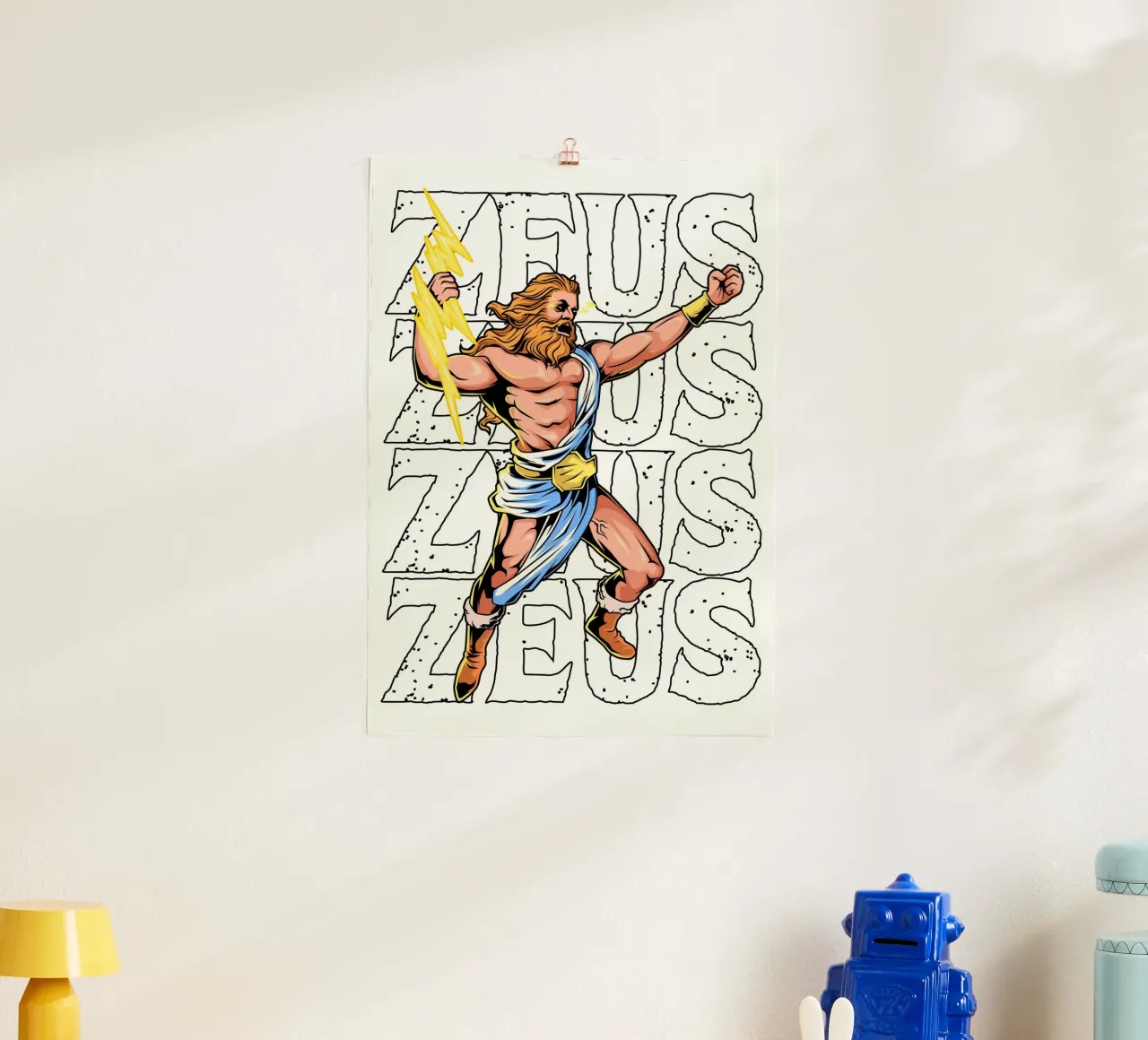 ZEUS - Il sovrano con il fulmine in mano carta hahnemühle da pixelbull - medieval art and more