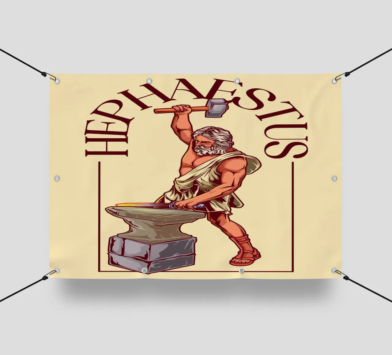HEPHAESTUS - Fabbro alla forgia telo in pvc da pixelbull - medieval art and more