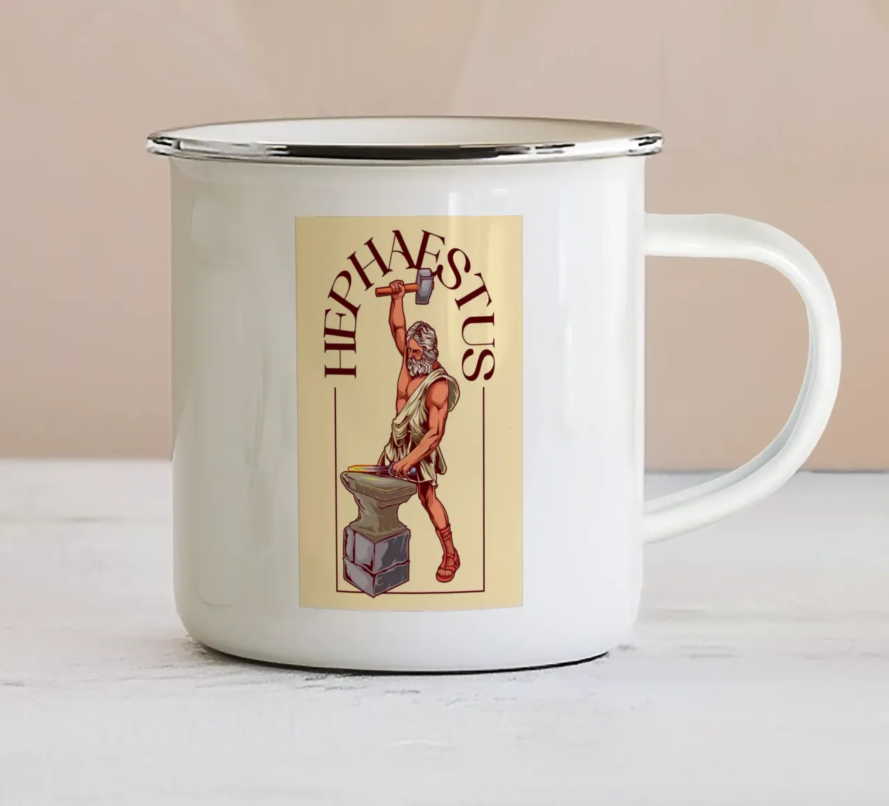HEPHAESTUS - Fabbro alla forgia tazza in smalto da pixelbull - medieval art and more