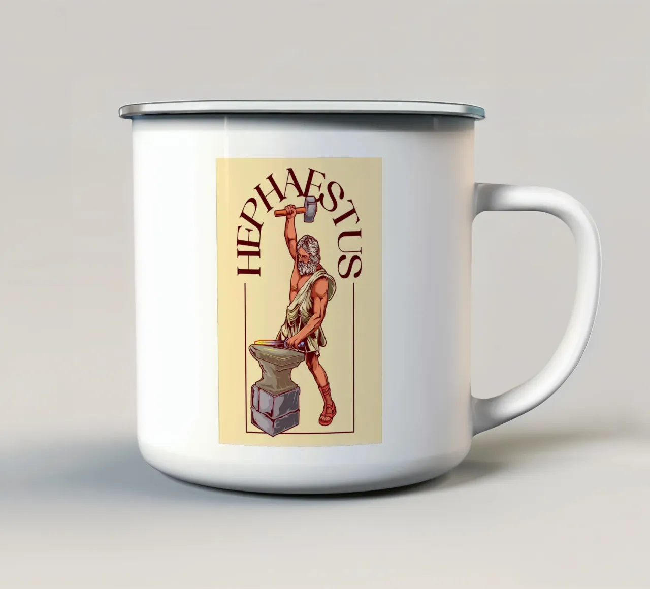 HEPHAESTUS - Fabbro alla forgia tazza in smalto da pixelbull - medieval art and more