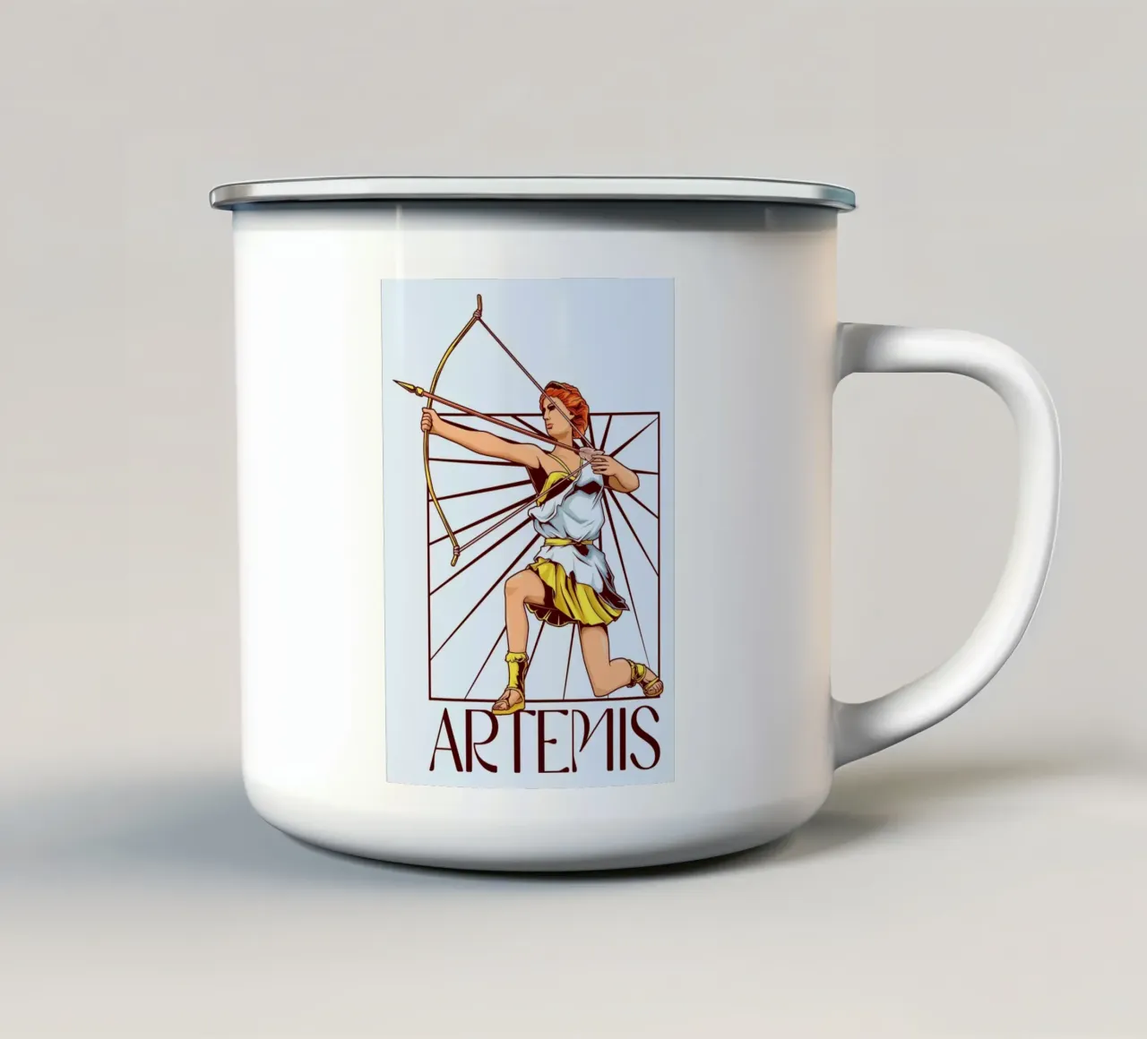 ARTEMIS - L'arciere nel momento d'oro tazza in smalto da pixelbull - medieval art and more