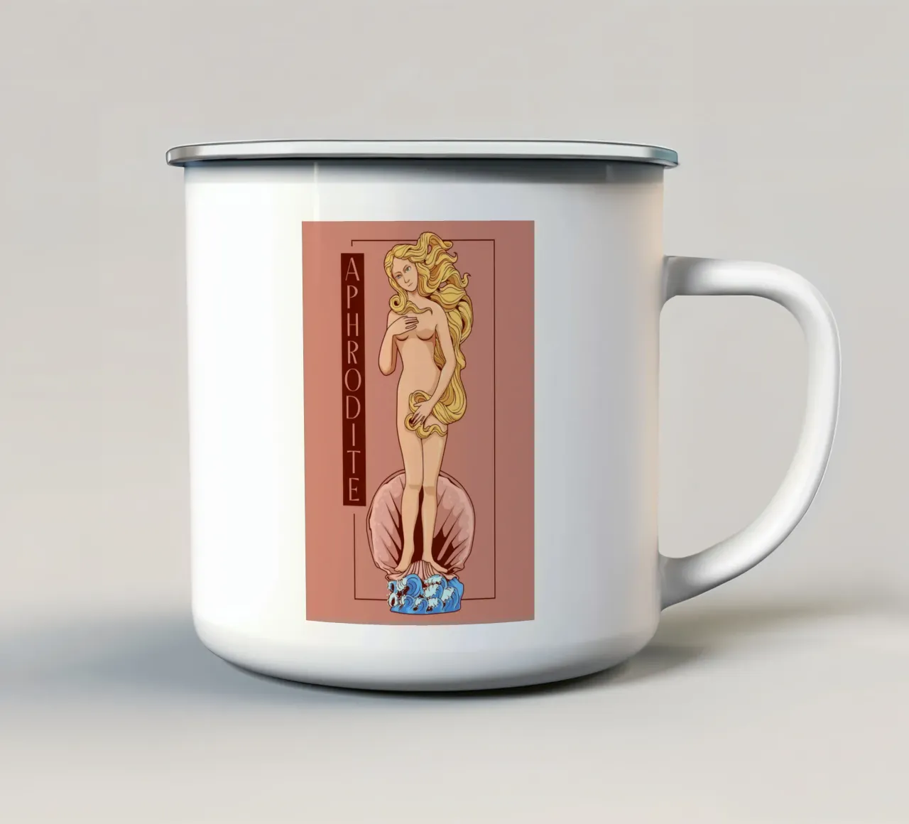 APHRODITE - La bellezza sul guscio tazza in smalto da pixelbull - medieval art and more