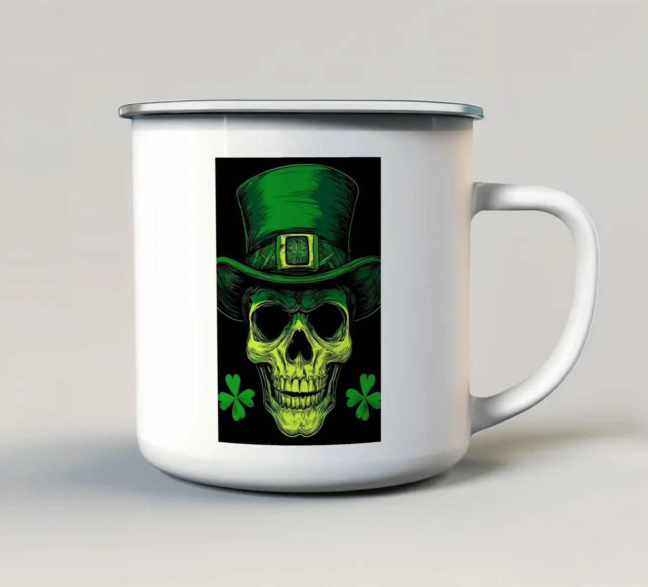 Teschio con cappello da folletto tazza in smalto da pixelbull - medieval art and more