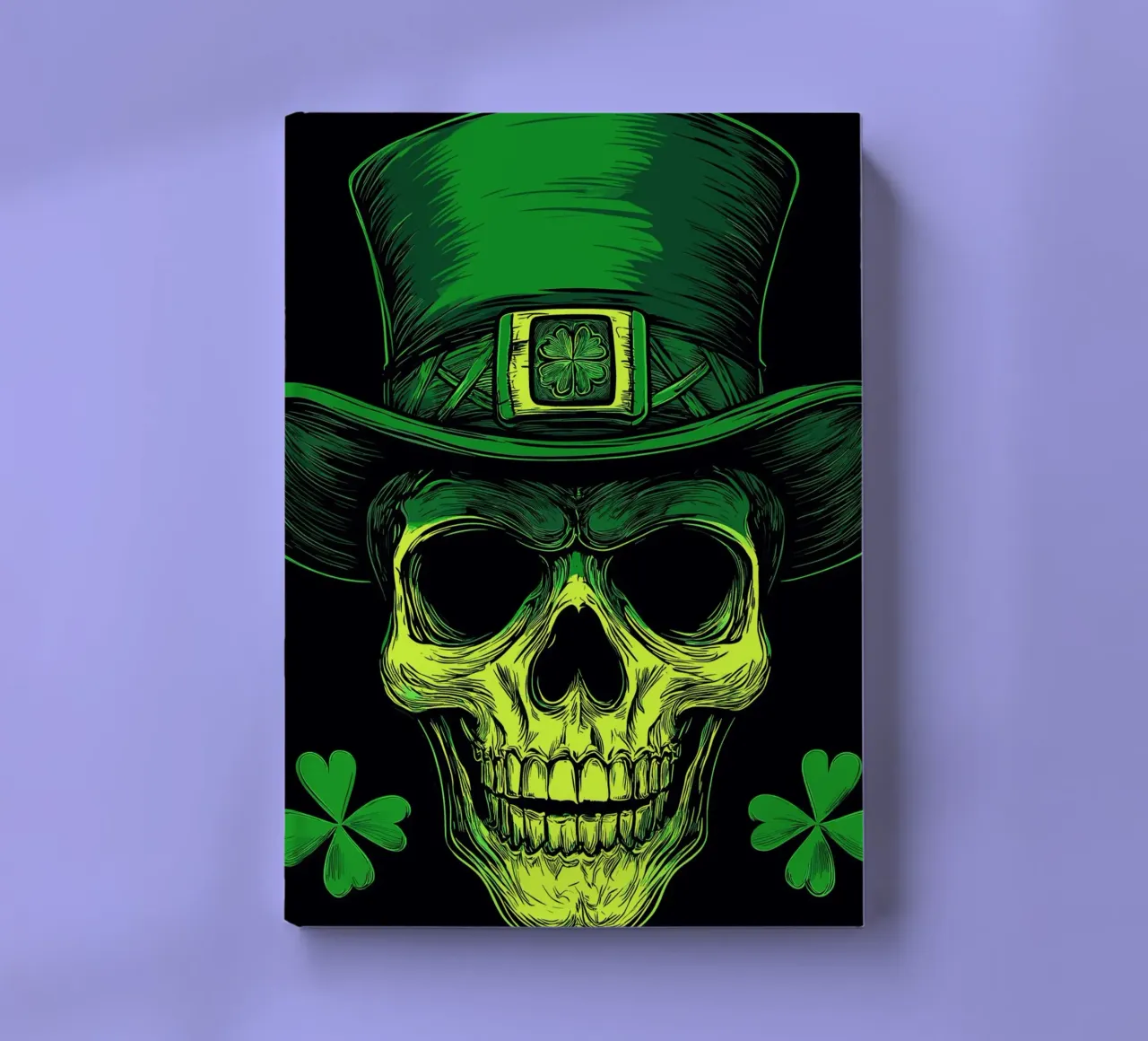 Skull with leprechaun hat notebook by pixelbull - medieval art and more