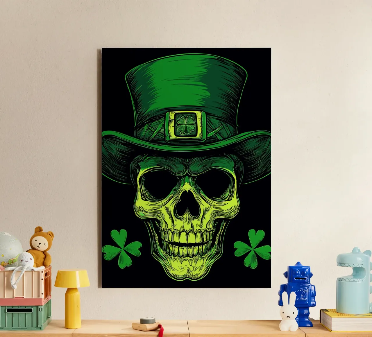 Totenschädel mit Leprechaun-Hut Forex-Platte von pixelbull - medieval art and more