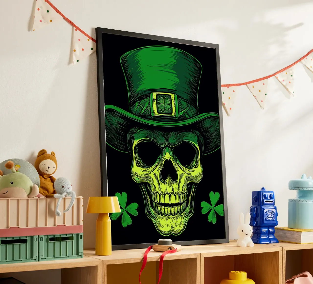 Totenschädel mit Leprechaun-Hut Hahnemühle von pixelbull - medieval art and more