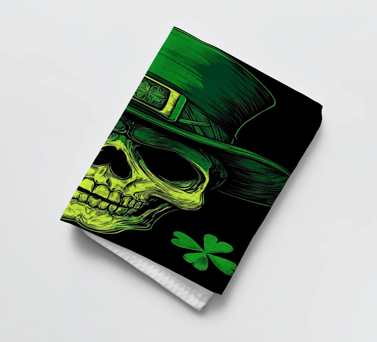 Totenschädel mit Leprechaun-Hut Geschirrtuch von pixelbull - medieval art and more