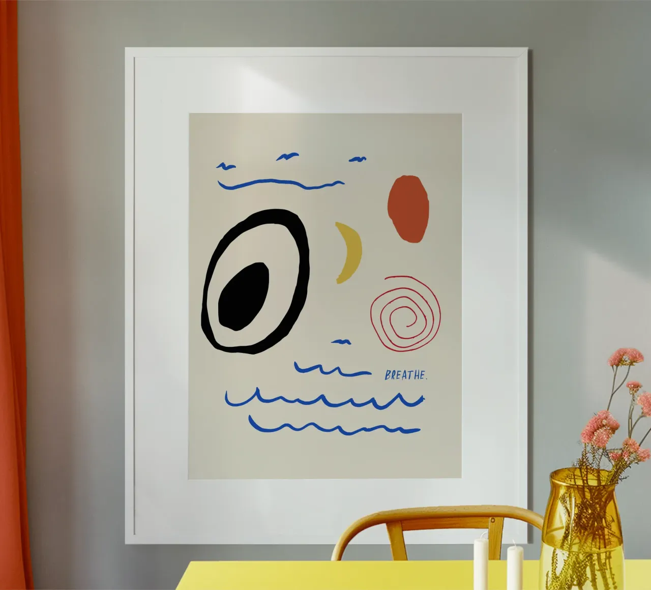 Kind Notes (Breathe) poster con telaio in legno da treechild