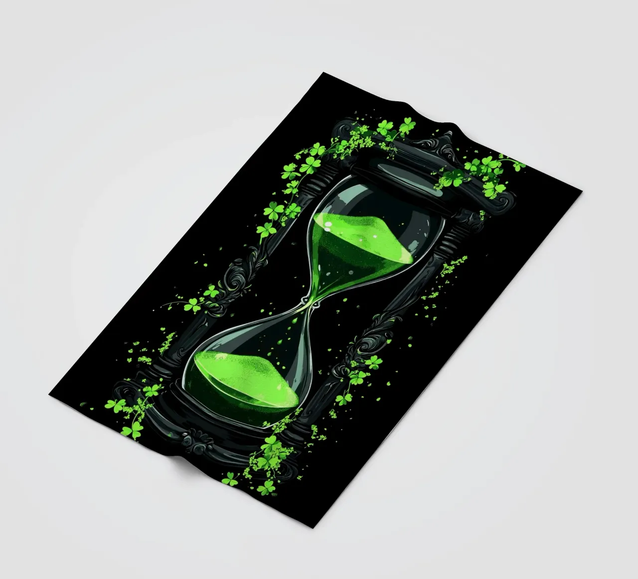 Clessidra con trifogli in verde coperta in pile da pixelbull - medieval art and more