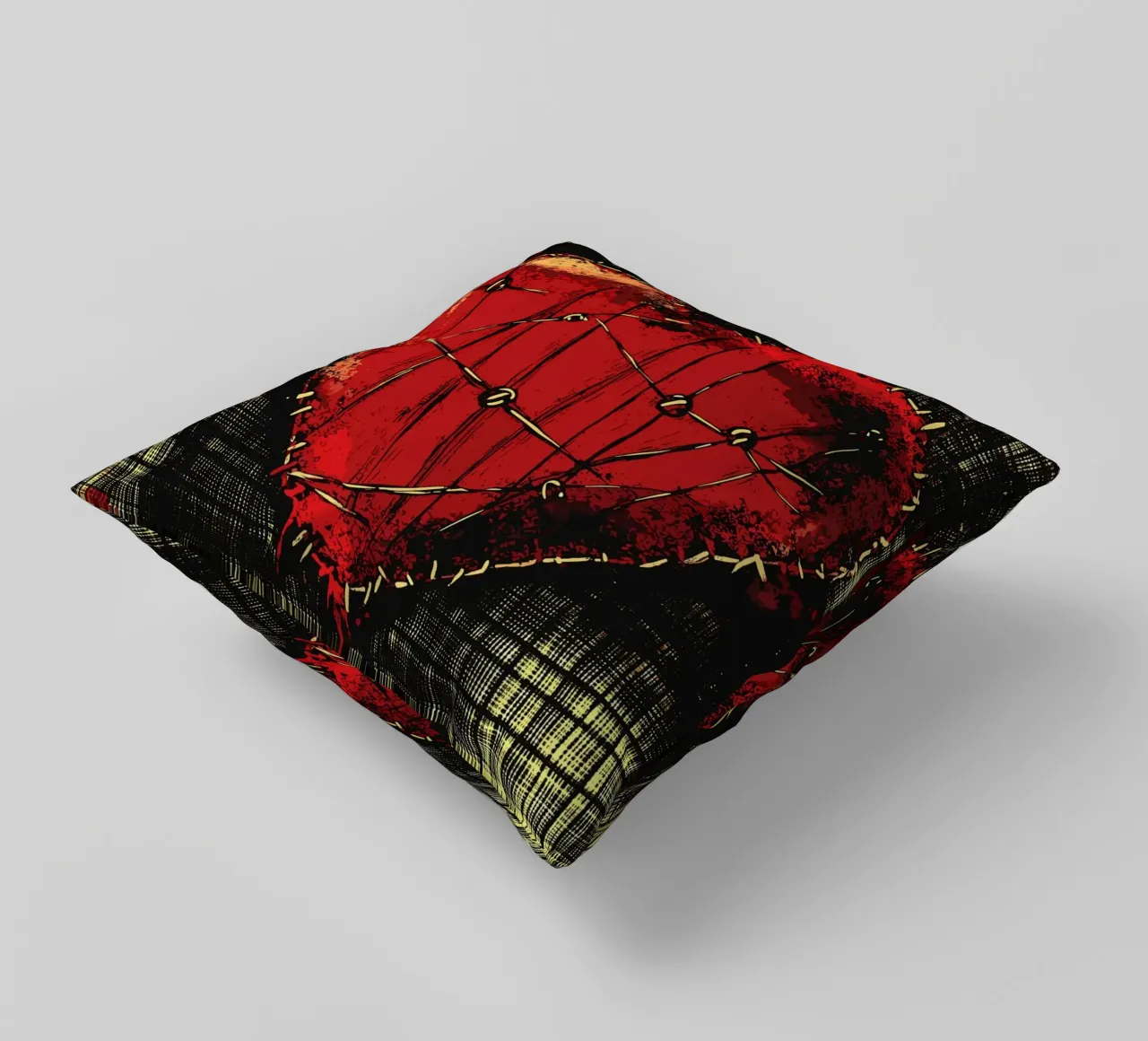 Cuore cucito con carattere punk cuscino da pixelbull - medieval art and more