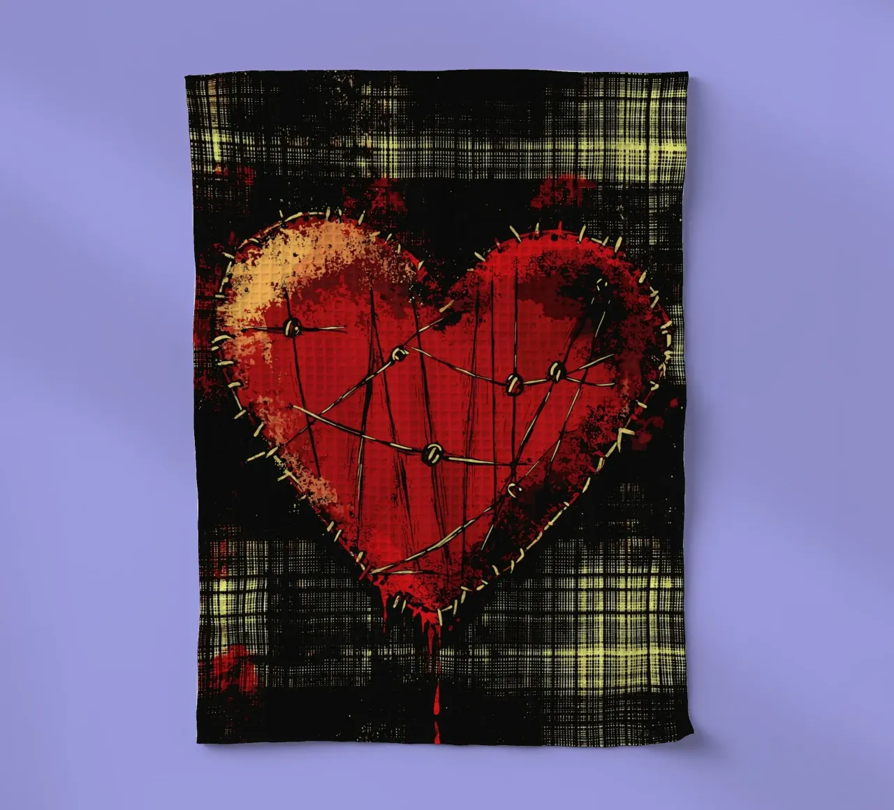 Cuore cucito con carattere punk canovaccio da cucina da pixelbull - medieval art and more