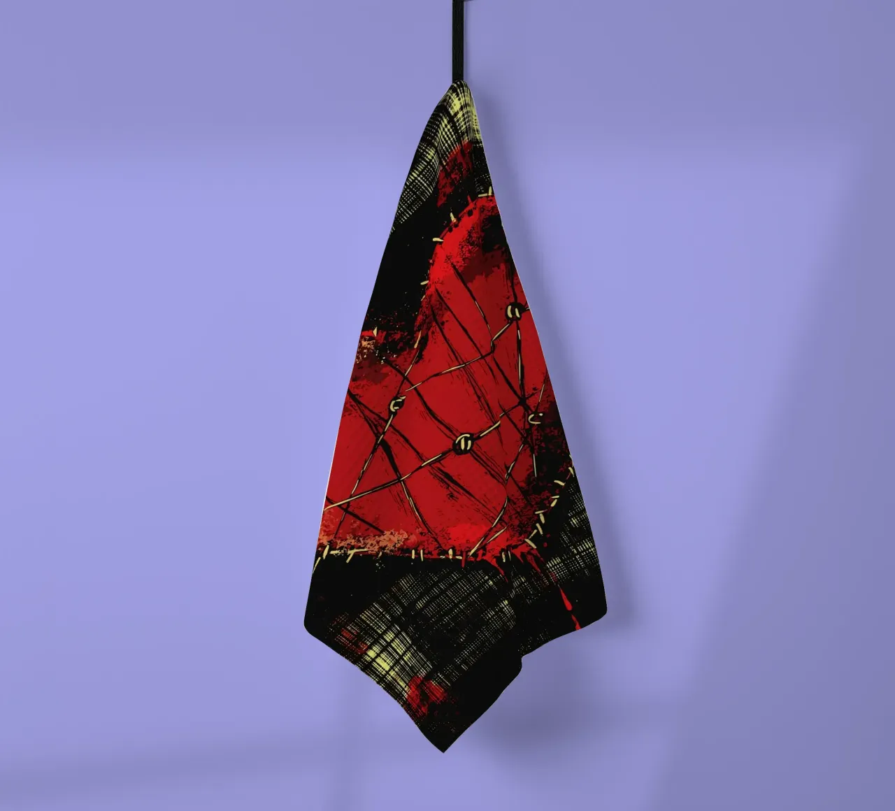 Cuore cucito con carattere punk canovaccio da cucina da pixelbull - medieval art and more