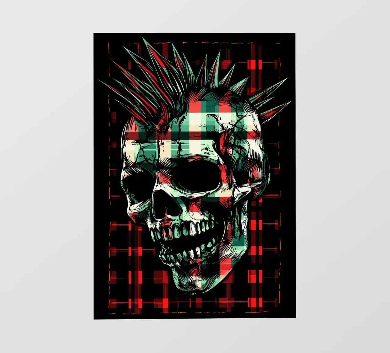 Teschio punk con mohawk telo in pvc da pixelbull - medieval art and more