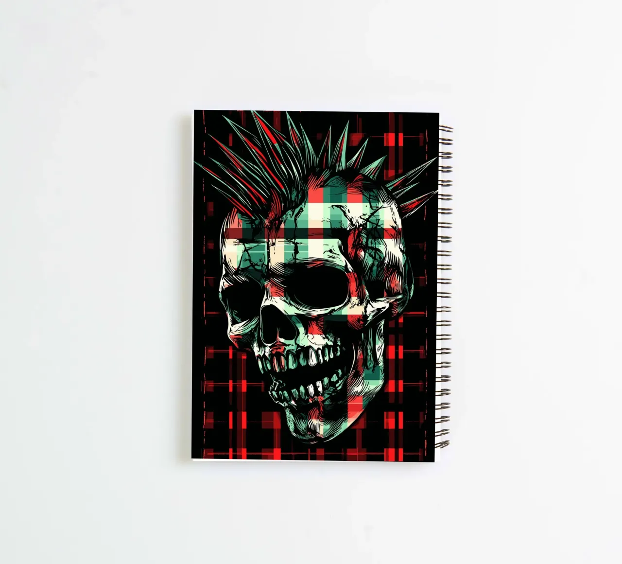 Punk skull with mohawk spiral notebook by pixelbull - medieval art and more
