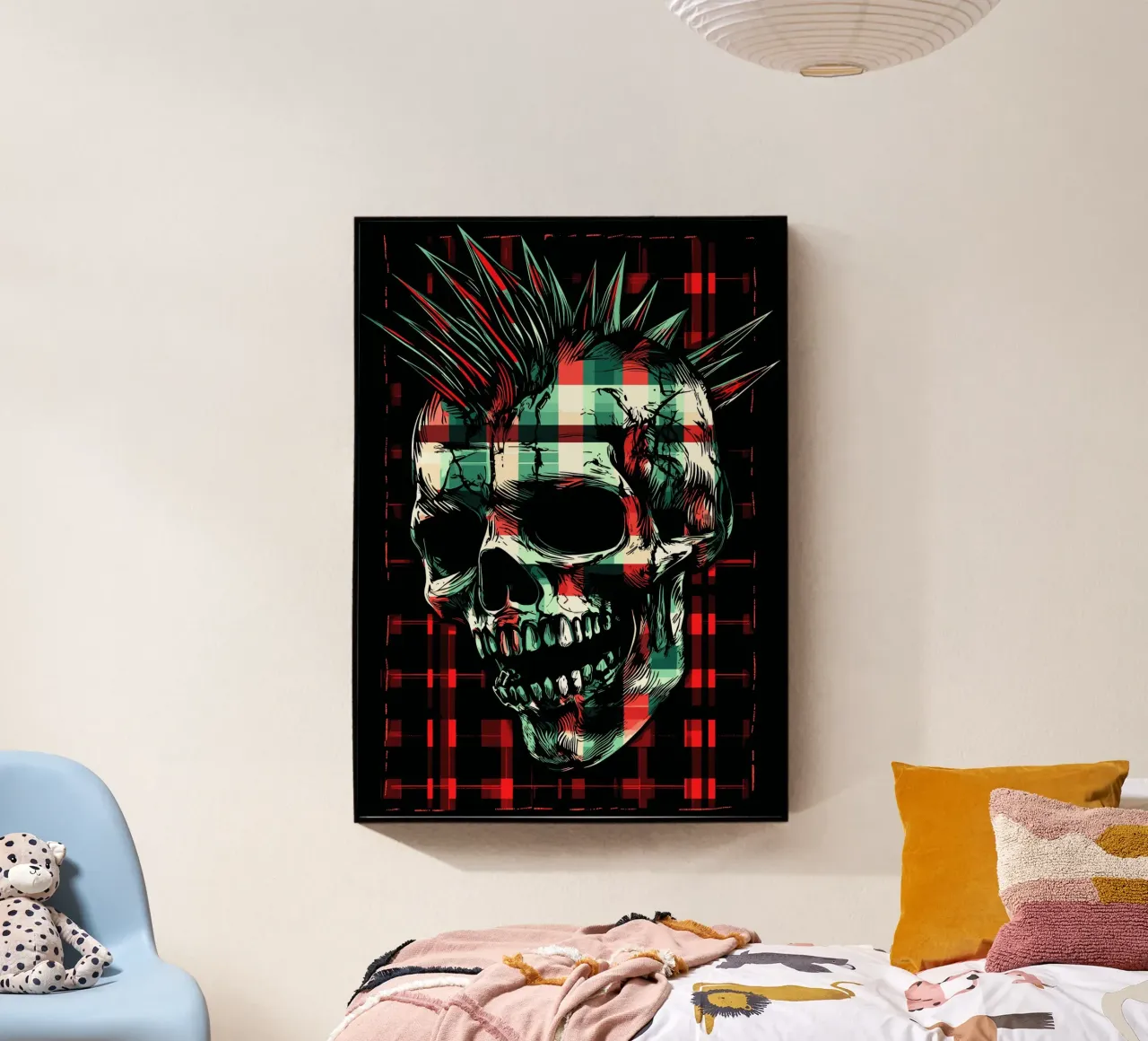 Teschio punk con mohawk plexiglass da pixelbull - medieval art and more