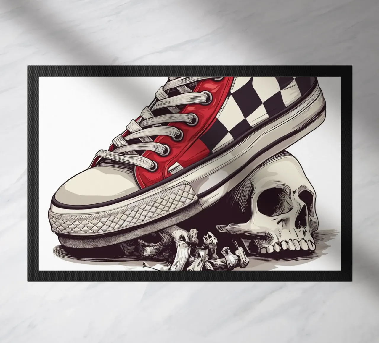 Sneaker on skull with bones doormat by pixelbull - medieval art and more
