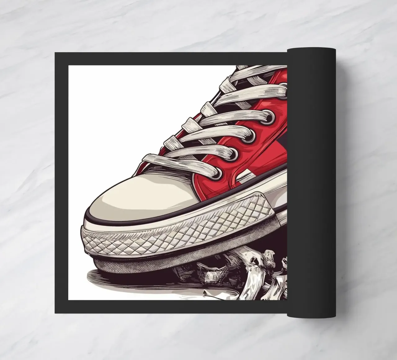 Sneaker on skull with bones doormat by pixelbull - medieval art and more