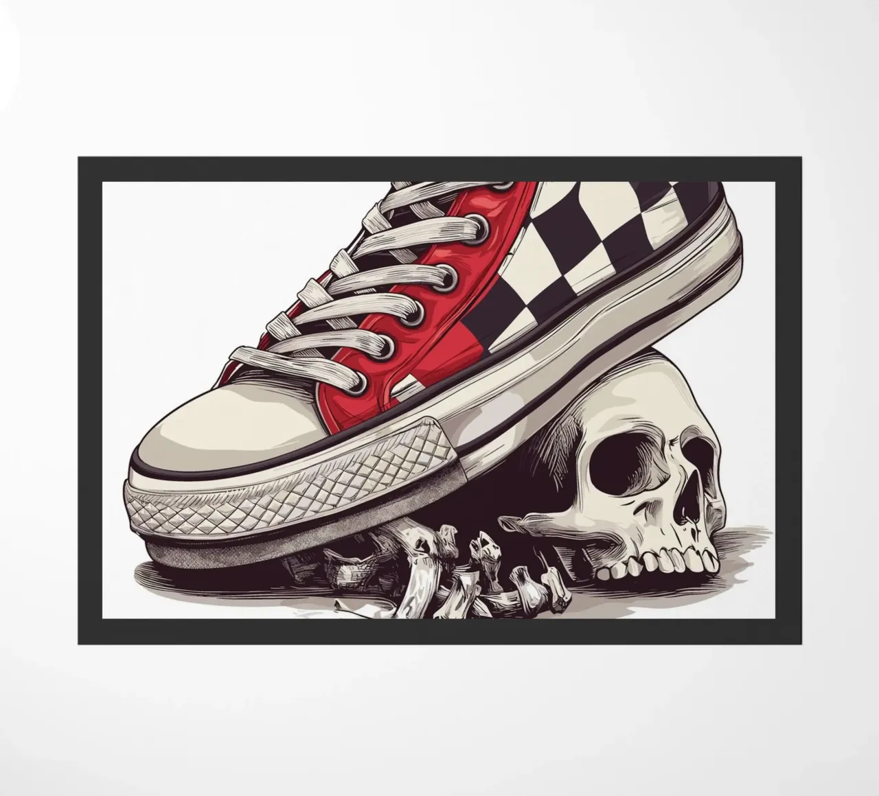 Sneaker on skull with bones doormat by pixelbull - medieval art and more