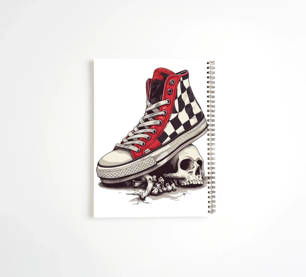 Sneaker on skull with bones spiral notebook by pixelbull - medieval art and more