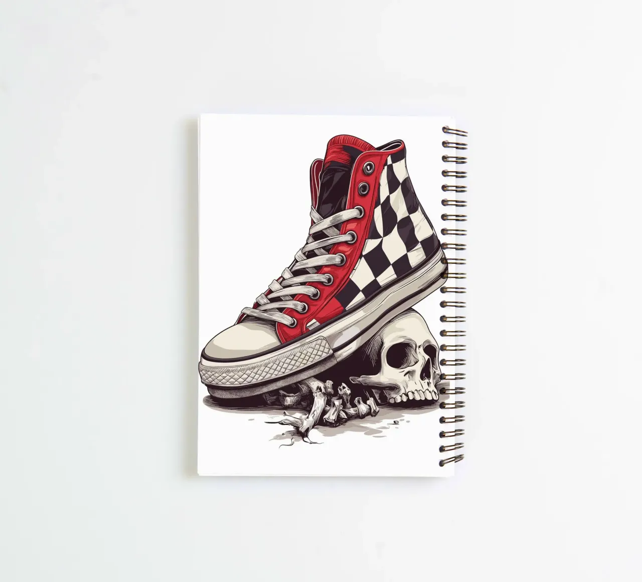 Sneaker on skull with bones spiral notebook by pixelbull - medieval art and more