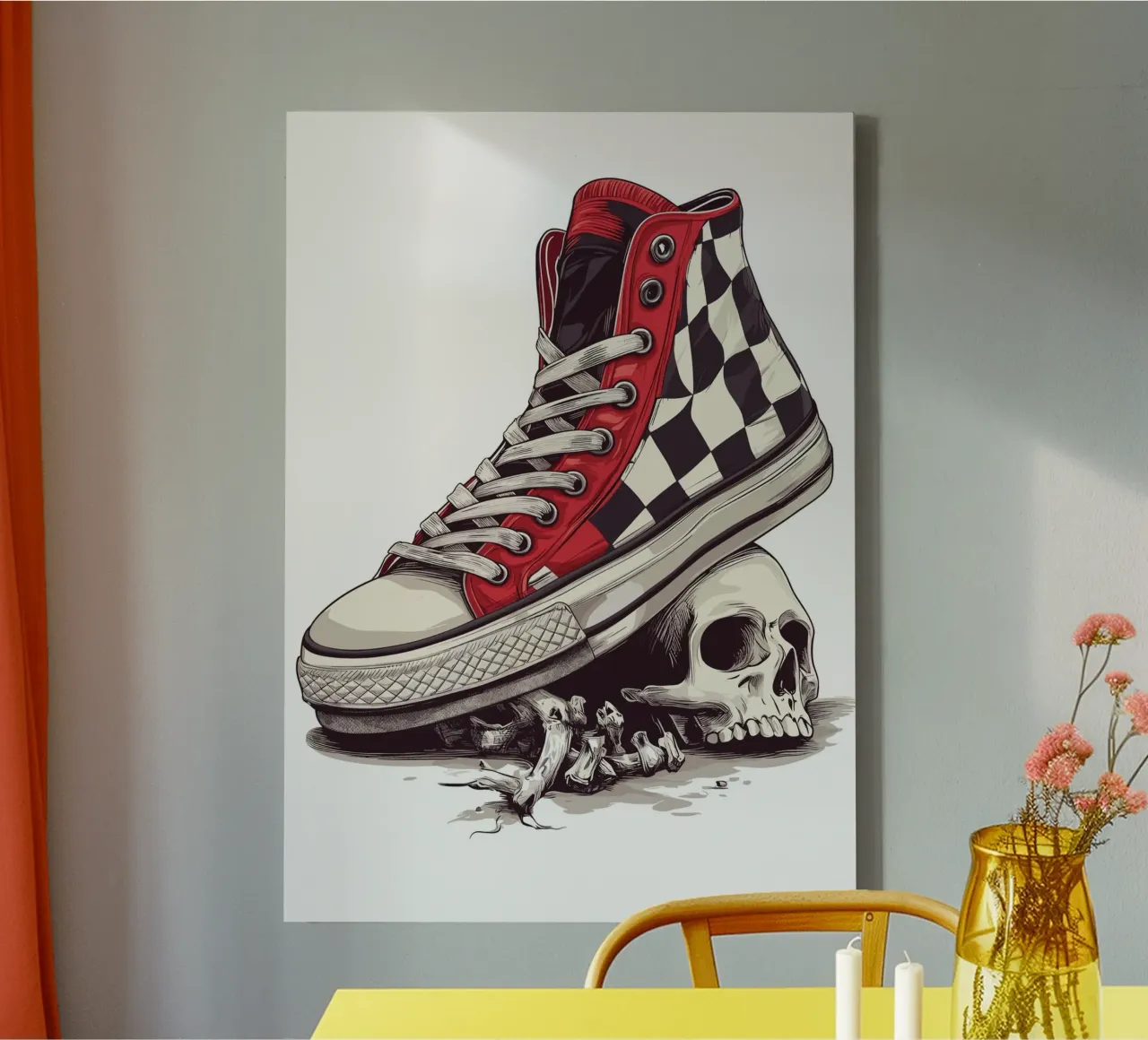 Sneaker on skull with bones canvas by pixelbull - medieval art and more