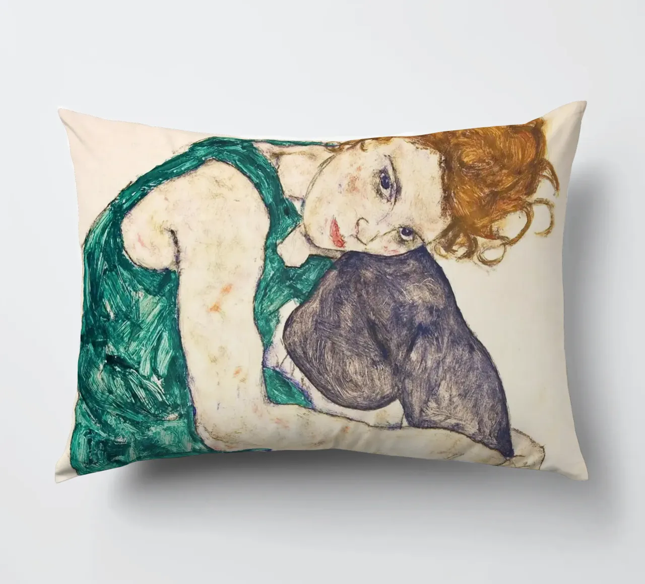 Egon Schiele - Seated Woman with Legs Drawn Up cuscino da apoloprints