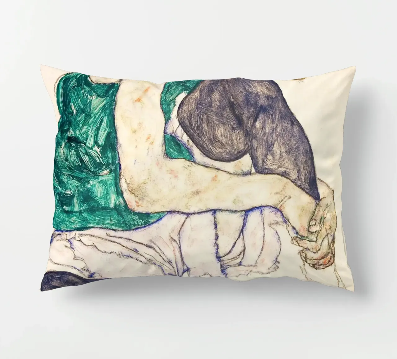 Egon Schiele - Seated Woman with Legs Drawn Up cuscino da apoloprints