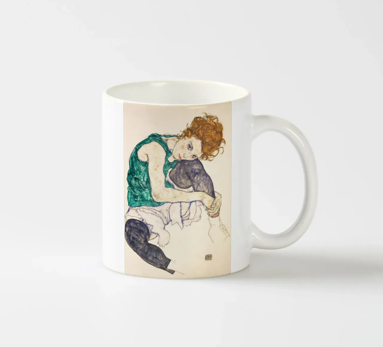 Egon Schiele - Seated Woman with Legs Drawn Up tazza in ceramica da apoloprints