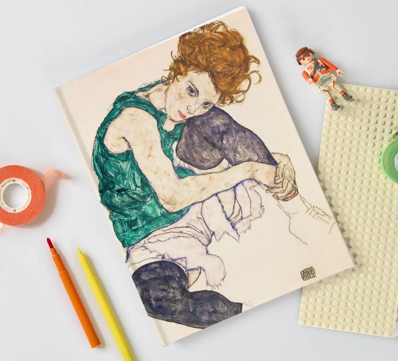 Egon Schiele - Seated Woman with Legs Drawn Up notebook by apoloprints