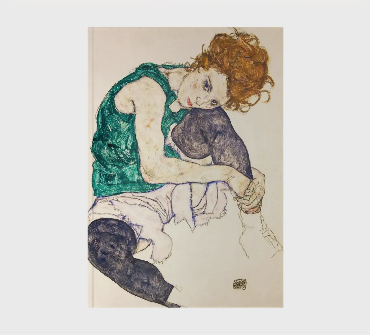 Egon Schiele - Seated Woman with Legs Drawn Up notebook by apoloprints