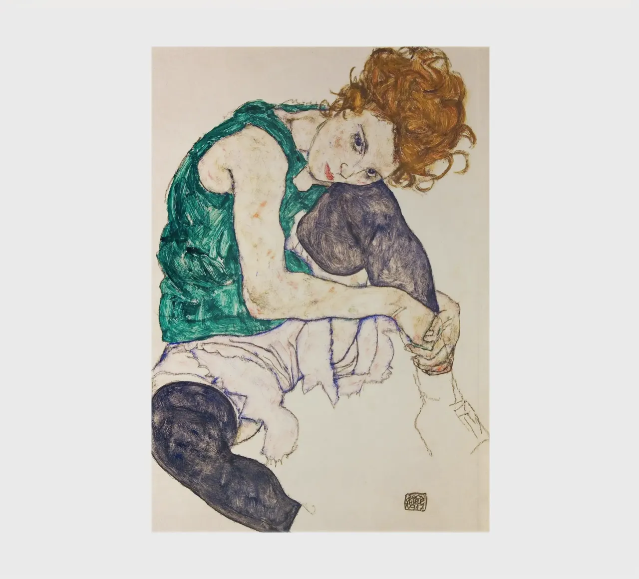 Egon Schiele - Seated Woman with Legs Drawn Up notebook by apoloprints