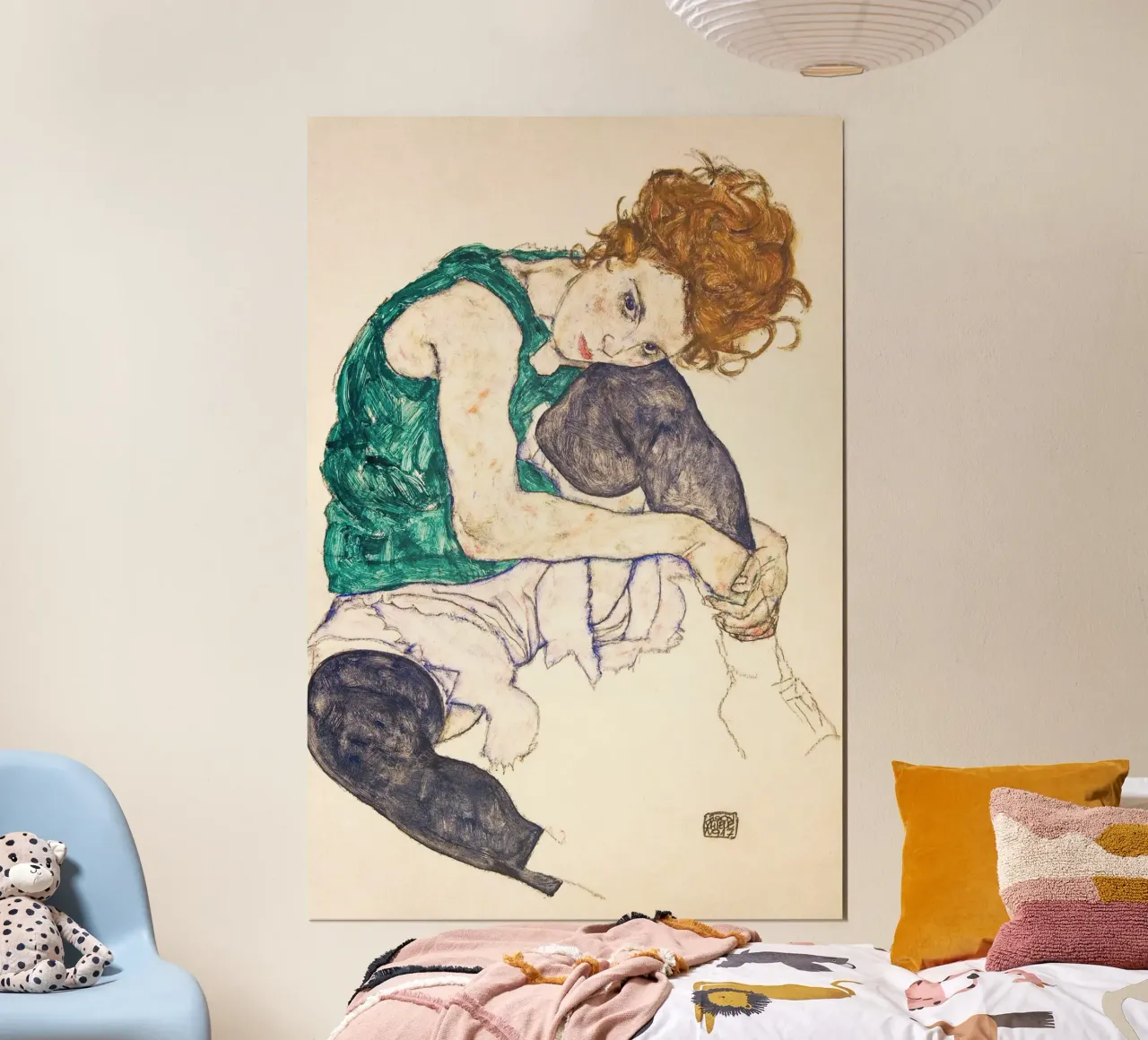 Egon Schiele - Seated Woman with Legs Drawn Up carta hahnemühle da apoloprints