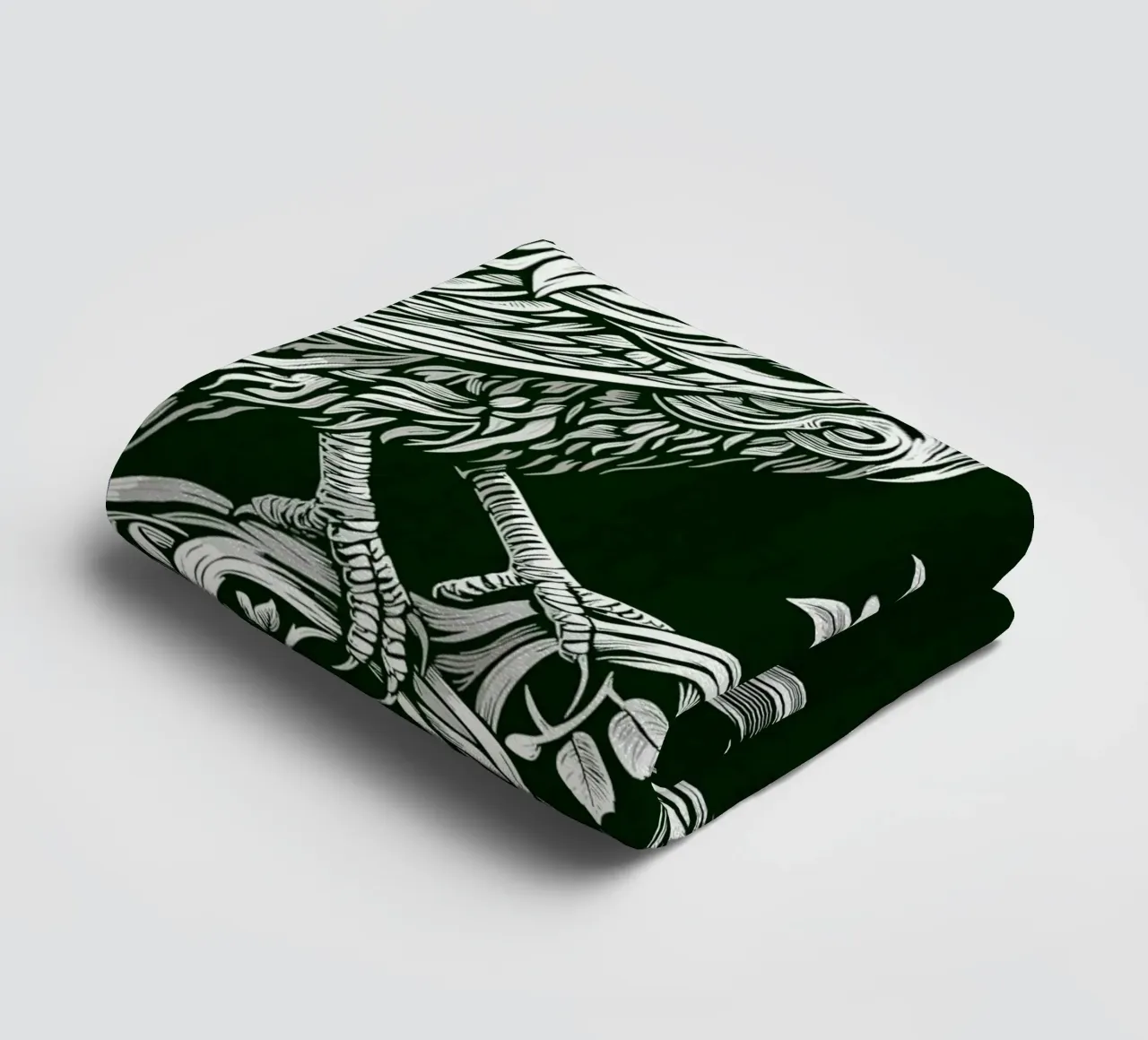 White raven with clover on branch towel by pixelbull - medieval art and more